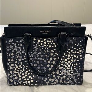 Kate Spade Black and White Satchel with Floral Design